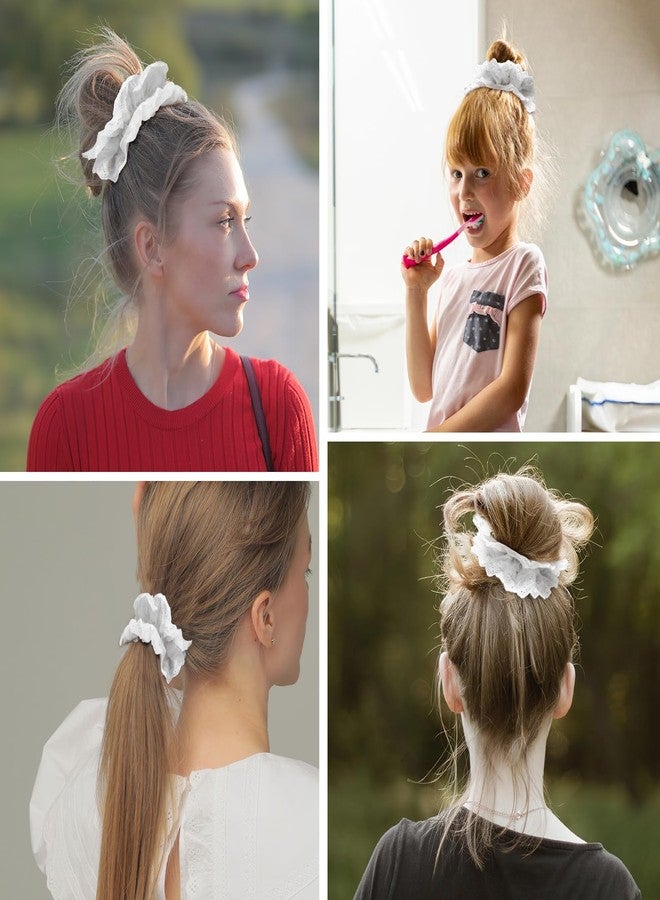Dimeho White Scrunchies for Women Large Lace Scrunchies Elastic Hair Ties No Damage Double Layer Hair Bands (white) - Image 5